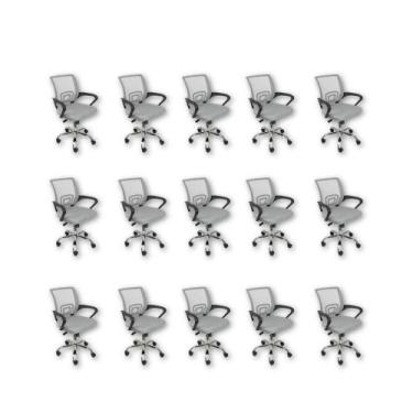Imagem de Kit 15 Cadeiras De Escritório Oficial Begonia Tela Mesh Ergonômica Cin