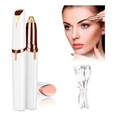Imagem de Caneta Depiladora Facial Sobrancelha Elétrica LED USB Recarregável Rem