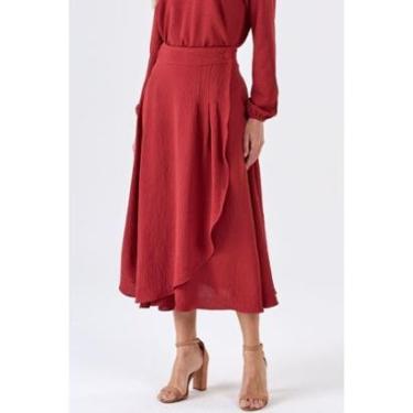 Imagem de Saia Midi PKS Pareô Terracota-Feminino