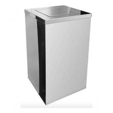 Imagem de Kit 2 Lixeira Inox Quadrada 100L em Aço Inox Sistema Basculante para Uso Comercial e In...