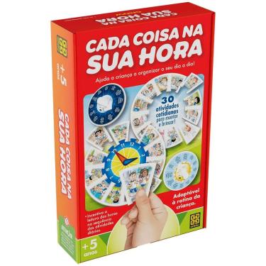 Imagem de Jogo Pedagógico Cada Coisa na Sua Hora para Aprender Rotinas e Horários com Relógio Cartonado Grow