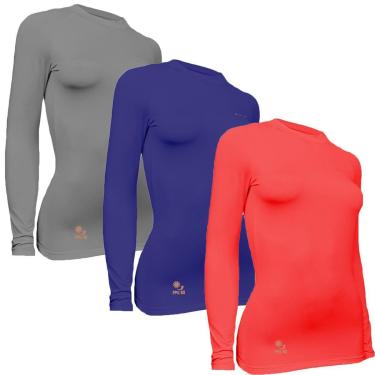 Imagem de Kit 3 Camisas Térmicas Feminino Stigli Pro Proteção Solar FPU 50 Manga Longa Colorful B...