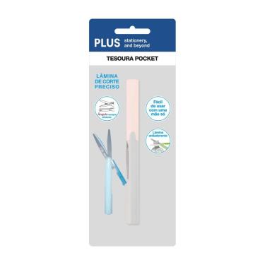 Imagem de Tesoura Pocket Antiaderente Plus Pentel Cinza