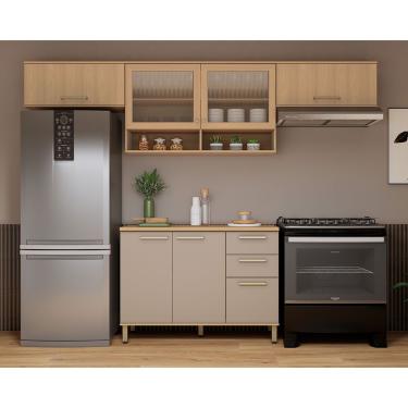 Imagem de Cozinha Compacta 100% Mdf 4 Pçs 280cm Duna Luciane Móveis Freijó-cinammon