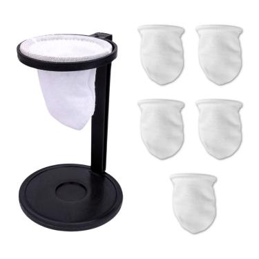 Imagem de Mini Coador de Café de Pano Individual Chá Suporte Mariquinha Dose Única em Algodão com Estrutura Metálica para Coar