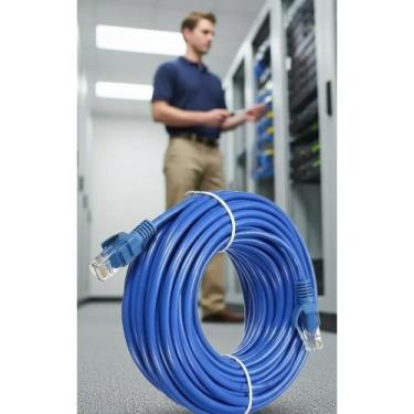 Imagem de 2x Cabo Ethernet Cat6 10m Azul Giga 10/1000Mbps LAN - Congratulations 