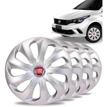 Imagem de Jogo 4 Calotas Velox Aro 14 Prata Fiat Argo Palio Idea Mobi - Elitte
