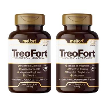 Imagem de Kit 2x TreoFort Magnésio L-Treonina Malato Taurato Bisglicinato 60 Caps 500mg Melfort-Unissex