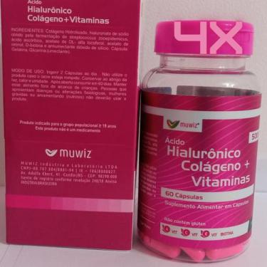 Imagem de Kit 4x Ácido Hialurônico com Colágeno + Vitaminas - 60 Cápsulas / 500m