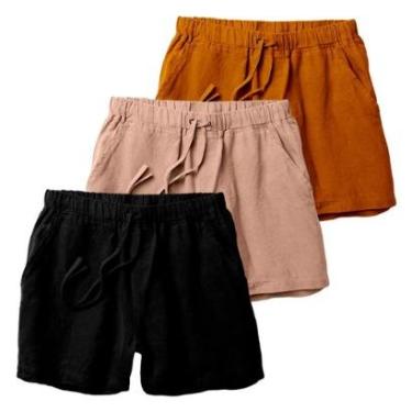 Imagem de Kit 3 Shorts Linho Premium Bermuda Masculina Moda Praia Luxo-Masculino