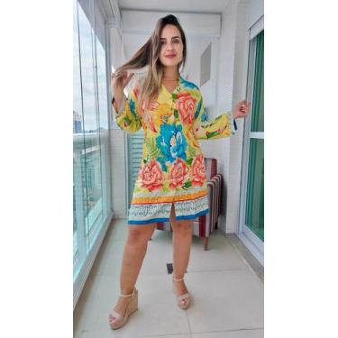 Imagem de Vestido Chemise Camisão c/ Cordão de Ajuste Indiano Manga Longa - Cod.