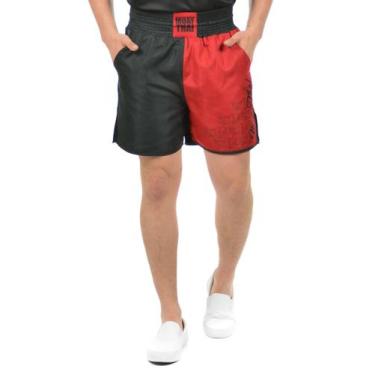 Imagem de Bermuda muay thai red fenomenal, Preto c, Vermelho, P