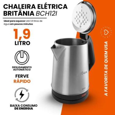 Imagem de Chaleira Elétrica Britânia 1,9L Inox Ferve Água Rápido -, 220V