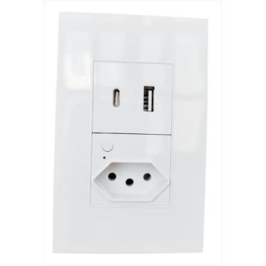 Imagem de Tomada Inteligente com USB A e C Inteligente Branca - JWCOM