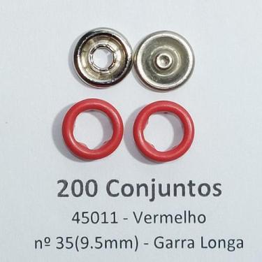 Imagem de Botões de Pressão Nº 35 Tic-Tac Colorido Latão Variados Vermelho 9,5mm