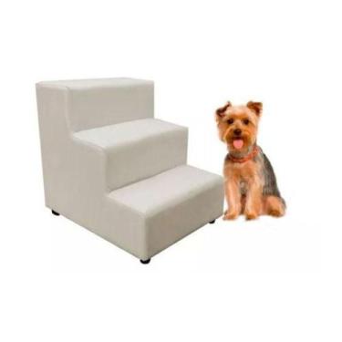 Imagem de Escada Escadinha Pet Cachorro 3 Degraus Rampa Suede Grace Cor:bege - T
