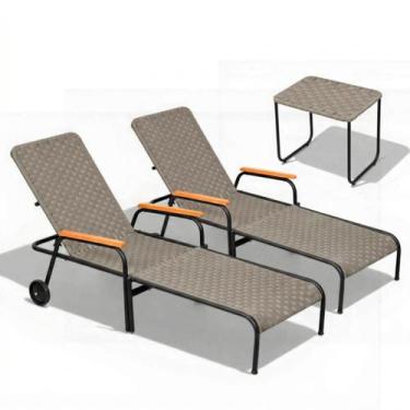 Imagem de Kit 2 Espreguiçadeiras AcquaFlex + Mesa de centro - Type Decor, Preto/