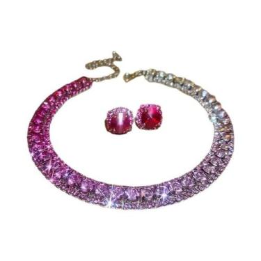 Imagem de Conjunto De Colar E Brincos De Cristal Verde Com Strass Para Mulheres,