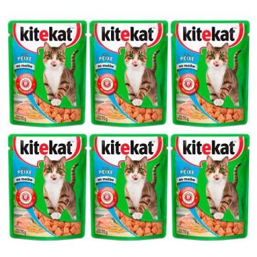 Imagem de Kit 6 Ração para Gatos KiteKat Adulto Sabor Peixe 70g