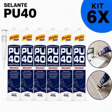 Imagem de Kit 6 Adesivo Selante PU 40 Branco Mundial Prime 400ML, Único