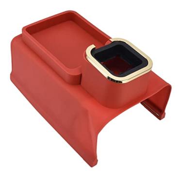 Imagem de Bandeja de apoio de braço de sofá, bandeja de suporte de copo de braço de sofá de silicone compacto, controle remoto multifuncional e suporte de organizador de celular com 4(Vermelho atualizado)