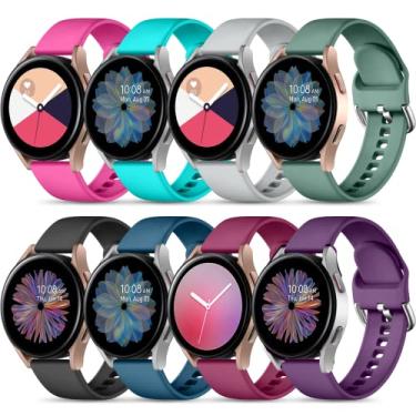 Imagem de Maledan Pacote com 8 pulseiras compatíveis com Samsung Galaxy Watch 7 6 5 4 mm de 40 mm e 44 mm, Galaxy Watch 5 Pro de 45 mm/6 4 Classic de 42 mm, 46 mm, 43 mm e 47 mm/Active 2, pulseira esportiva de
