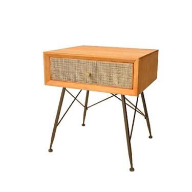 Imagem de Mesas Laterais de Cama Mesa de Cabeceira de Madeira Pequena Simples Vidro Armário Quarto Retrô Gaveta Simples Mesa de Cabeceira para Quarto (Cor: B)