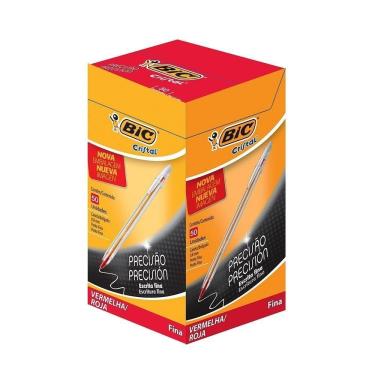 Imagem de Caneta Bic Cristal Fina Vermelha - Embalagem com 50 Unidades