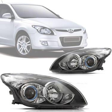 Imagem de Par Farol Hyundai I30 2008 2009 2010 2011 2012 Mascara Negra