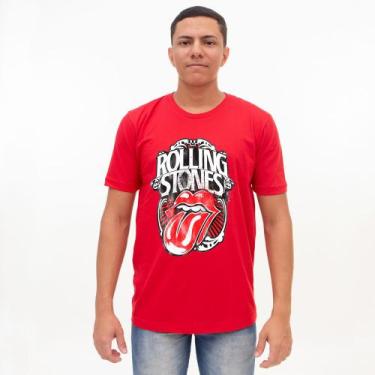 Imagem de Camiseta Básica 100% Algodão Estampada - Rolling Stones - P M G Gg - D