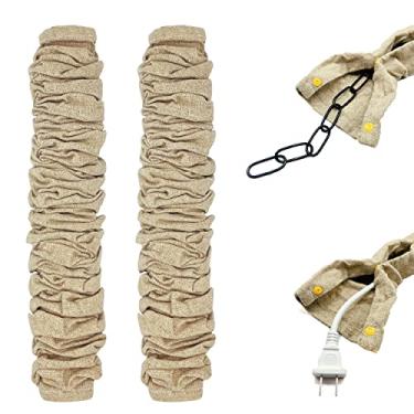 Imagem de ECUDIS Pacote com 2 capas de cabo de candelabro, capa de corrente de 1,8 m para fios de iluminação de candelabro, marrom