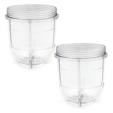 Imagem de Peças de substituição Anbige para copos curtos compatíveis com o liquidificador Magic Bullet original 250W MB1001, Clear, 2 Short Cups