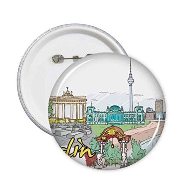 Imagem de Berlim Alemanha, alfinetes de arquitetura de ponto de referência, botão, emblema, acessório de decoração, 5 peças