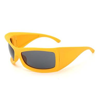 Imagem de Óculos de sol Cat Eye para mulheres Óculos de sol para homens Vintage Wrap Around Around Punk, C4 amarelo cinza, tamanho único