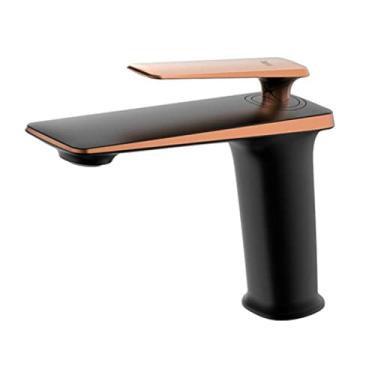 Imagem de Torneiras para lavatório Torneira de latão preta Quente e fria Torneira para pia do banheiro Deck Montado no vaso sanitário Branco/dourado Misturador de água Torneira, ouro preto curto