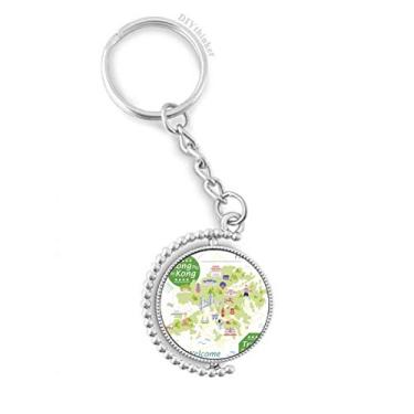 Imagem de Hello Welcome to Hong Kong China chaveiro giratório acessórios de disco clipe de corrente