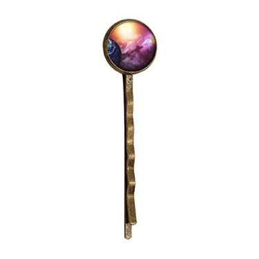 Imagem de Planeta Terra, vermelho, azul, colorido, retrô, metal, para cabelo