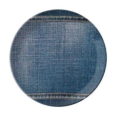 Imagem de Jeans, forro de caubói, placa têxtil, decoração de porcelana, salver, louça, jantar