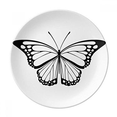 Imagem de Prato de amostra de borboleta preta simples decorativo de porcelana Salver louças de jantar