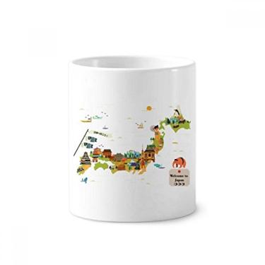 Imagem de Porta-canetas de escova de dentes com mapa da cultura japonesa tradicional com suporte de cerâmica