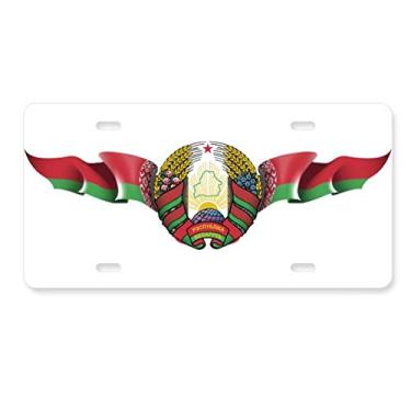 Imagem de DIYthinker Bandeira da Bielorrússia com emblema nacional para decoração de carro, acessório de aço inoxidável