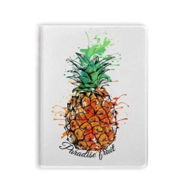 Imagem de Diário de capa macia para caderno de frutas tropicais de abacaxi laranja
