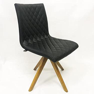 Imagem de Cadeira de Jantar Jaque Matelassê tecido Facto Preto base madeira maciça - Poltronas do Sul