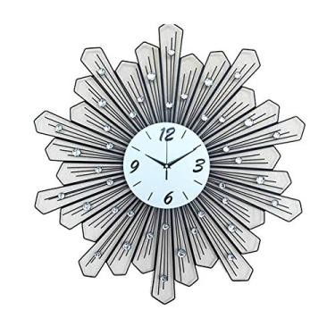 Imagem de Relógio de parede de decoração, 27"em folha de cristal de metal Relógio de parede com numerais Relógio decorativo para sala de estar Quarto escritório
