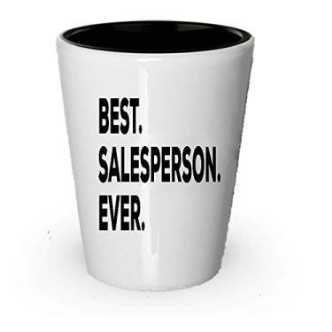 Imagem de Salesperson Ever Shot Glass – Ideia de presente para vendedores – Presente novidade – Presente de aniversário e Natal – Promoção de formatura – Adicionar ao conjunto de caixa de presente (1)