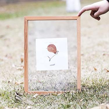 Imagem de A4/A3 Retângulo Molduras De Fotos De Madeira De Vidro Transparente Dupla Face Herbário Planta Espécime Moldura Para Flores Pressionadas Molduras Folha Seca Exibição Mesa Mesa Decoração Da Parede D