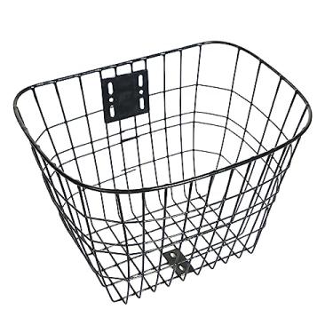 Imagem de YIJU Cesta frontal de bicicleta Cesta de bicicleta de grande capacidade para armazenamento de bagagem Pannier de bicicleta Carga Rack Cesta de bicicleta, PRETO