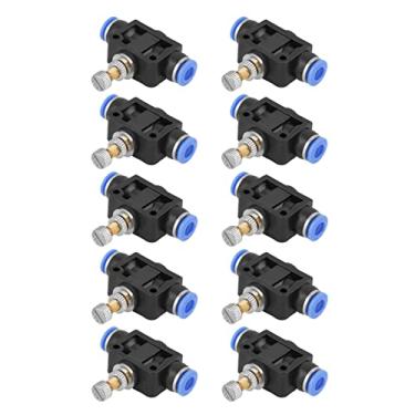 Imagem de Controlador de velocidade de fluxo de ar, válvula de controle de fluxo de ar pneumático de 6 mm, conector de válvula de controle de fluxo de ar, 10 peças/conjunto de controlador de velocidade push in