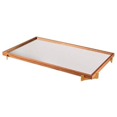 Imagem de Bandeja Espelhada Gala Cor Castanho Pés Ouro