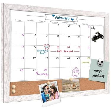 Imagem de Calendário de quadro branco e quadro de cortiça TORASO 33x43cm Branco